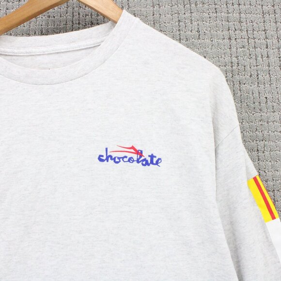 Lakai Shirt Mens XL Light Gray Long Sleeve Flags Crewneck Chocolate Graphic Logo - Picture 2 of 8